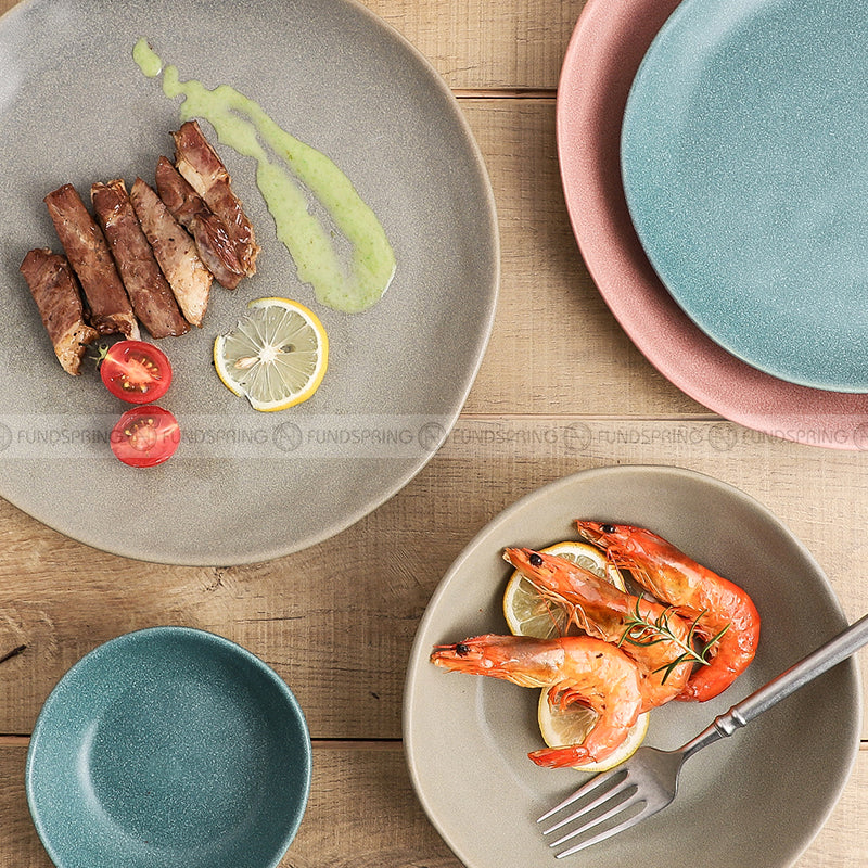 Matte Fusion Ceramic Dinner Plate Combination Tableware Set of 2 (8" and 11") Matte Fusion Ceramic Dinner Plate Combination Tableware Set of 2 (8" and 11")