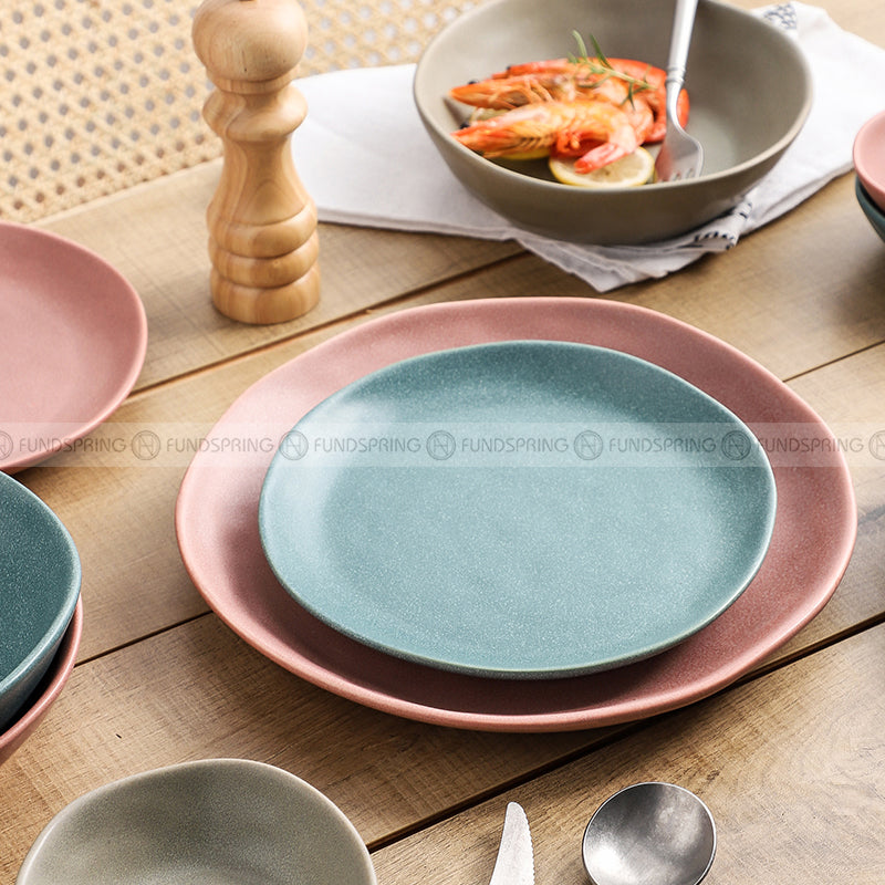 Matte Fusion Ceramic Dinner Plate Combination Tableware Set of 2 (8" and 11") Matte Fusion Ceramic Dinner Plate Combination Tableware Set of 2 (8" and 11")