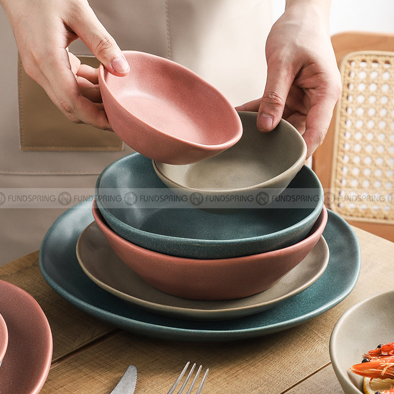 Matte Fusion Ceramic Dinner Plate Combination Tableware Set of 2 (8" and 11") Matte Fusion Ceramic Dinner Plate Combination Tableware Set of 2 (8" and 11")