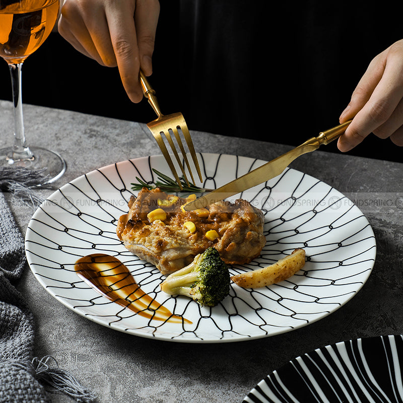 Contemporary Monochrome Ceramic Dinner Plates - Set of 2 (8" and 10") Contemporary Monochrome Ceramic Dinner Plates - Set of 2 (8" and 10")