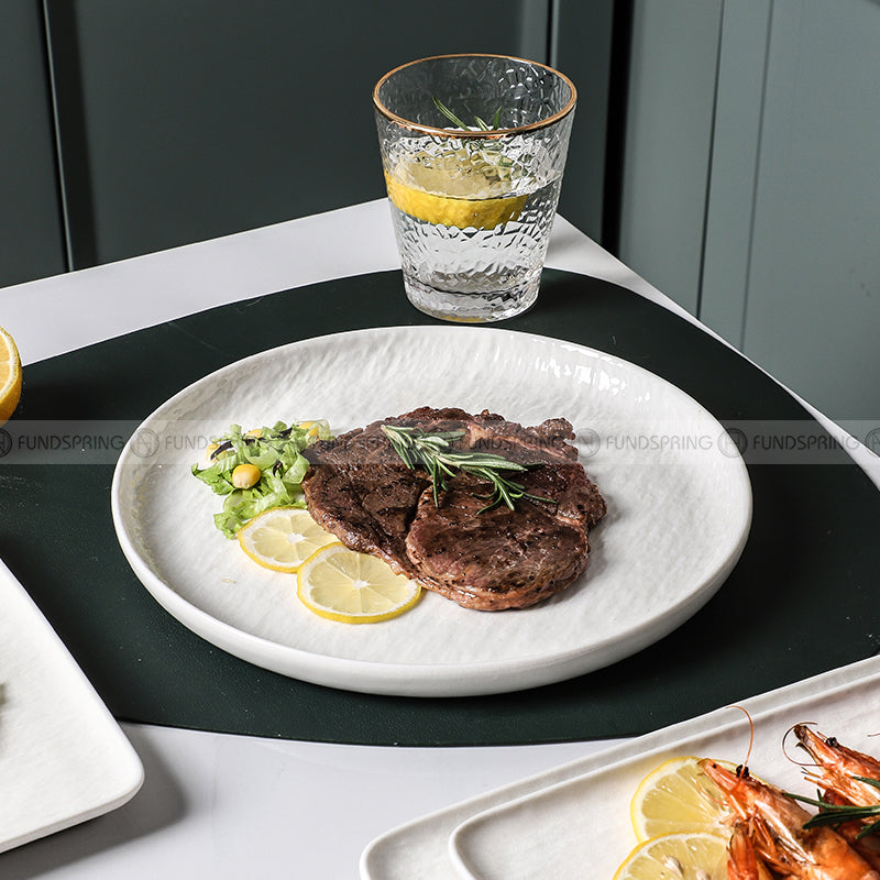 Dining Plate Solid Color Plate Ceramic Threaded Plate Set of 3 Dining Plate Solid Color Plate Ceramic Threaded Plate Set of 3