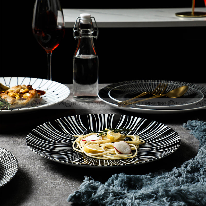 Contemporary Monochrome Ceramic Dinner Plates - Set of 2 (8" and 10") Contemporary Monochrome Ceramic Dinner Plates - Set of 2 (8" and 10")