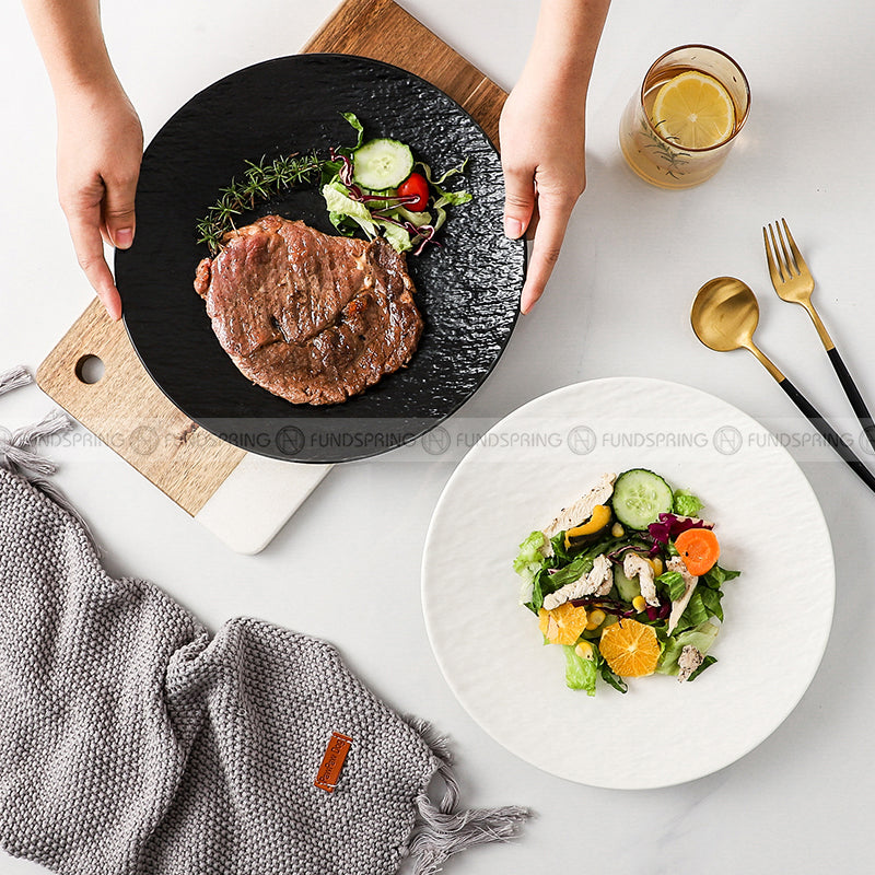 Artisanal Stone-Inspired Elegance: Set of 2 Ceramic Dinner Plates, 10.5 Inches Artisanal Stone-Inspired Elegance: Set of 2 Ceramic Dinner Plates, 10.5 Inches