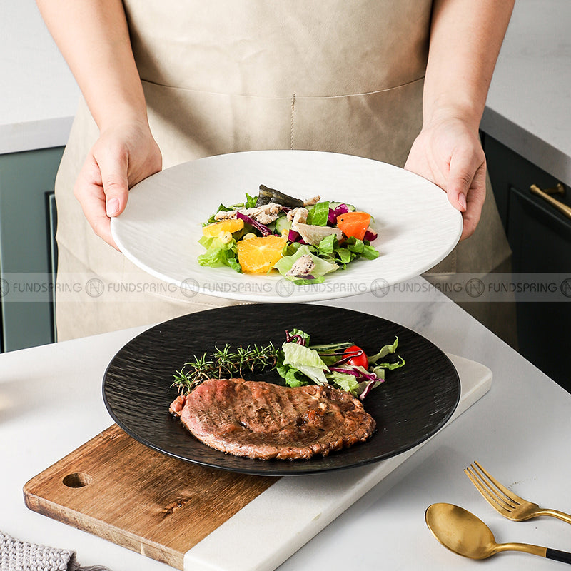 Artisanal Stone-Inspired Elegance: Set of 2 Ceramic Dinner Plates, 10.5 Inches Artisanal Stone-Inspired Elegance: Set of 2 Ceramic Dinner Plates, 10.5 Inches