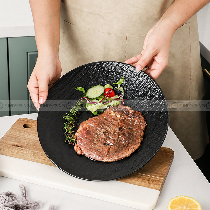 Artisanal Stone-Inspired Elegance: Set of 2 Ceramic Dinner Plates, 10.5 Inches Artisanal Stone-Inspired Elegance: Set of 2 Ceramic Dinner Plates, 10.5 Inches