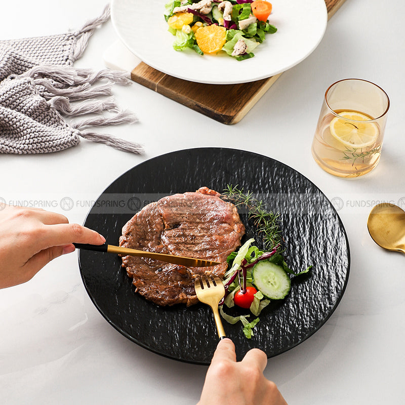Artisanal Stone-Inspired Elegance: Set of 2 Ceramic Dinner Plates, 10.5 Inches Artisanal Stone-Inspired Elegance: Set of 2 Ceramic Dinner Plates, 10.5 Inches