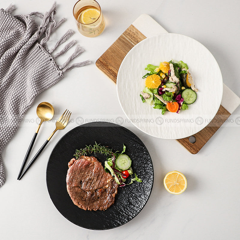 Artisanal Stone-Inspired Elegance: Set of 2 Ceramic Dinner Plates, 10.5 Inches Artisanal Stone-Inspired Elegance: Set of 2 Ceramic Dinner Plates, 10.5 Inches