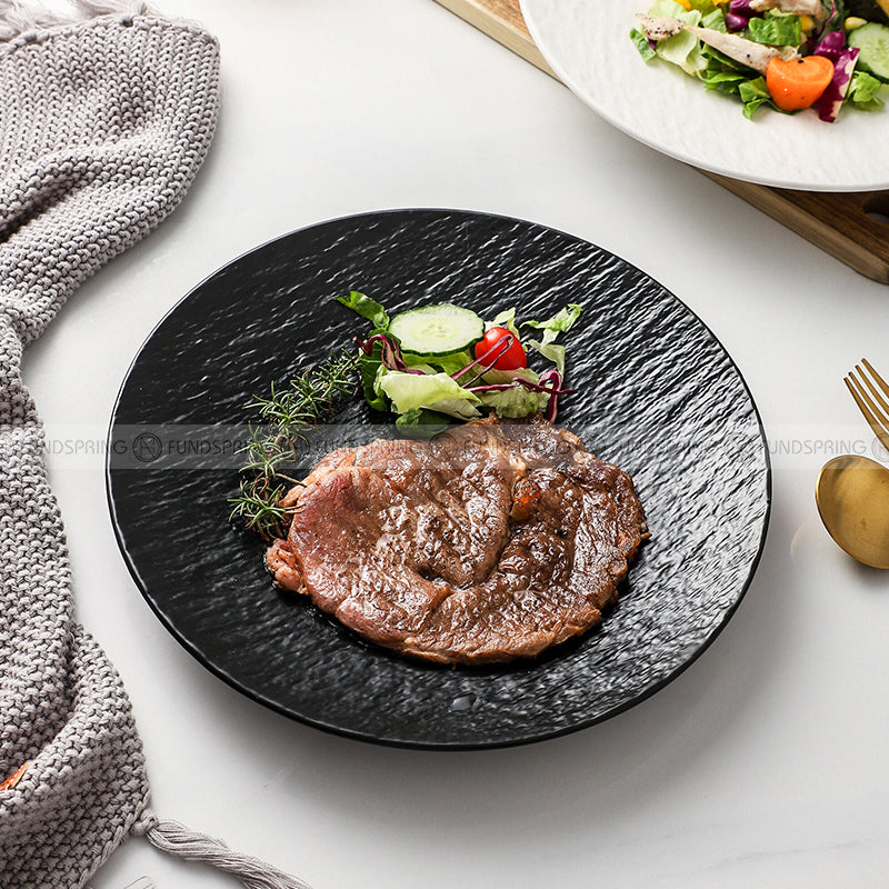 Artisanal Stone-Inspired Elegance: Set of 2 Ceramic Dinner Plates, 10.5 Inches Artisanal Stone-Inspired Elegance: Set of 2 Ceramic Dinner Plates, 10.5 Inches