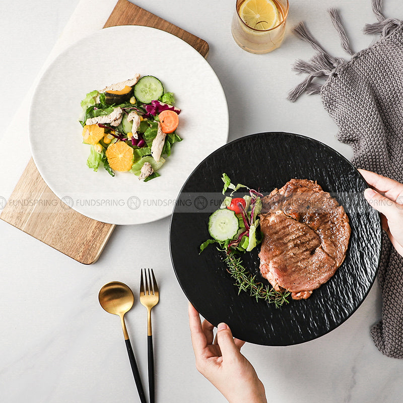 Artisanal Stone-Inspired Elegance: Set of 2 Ceramic Dinner Plates, 10.5 Inches Artisanal Stone-Inspired Elegance: Set of 2 Ceramic Dinner Plates, 10.5 Inches