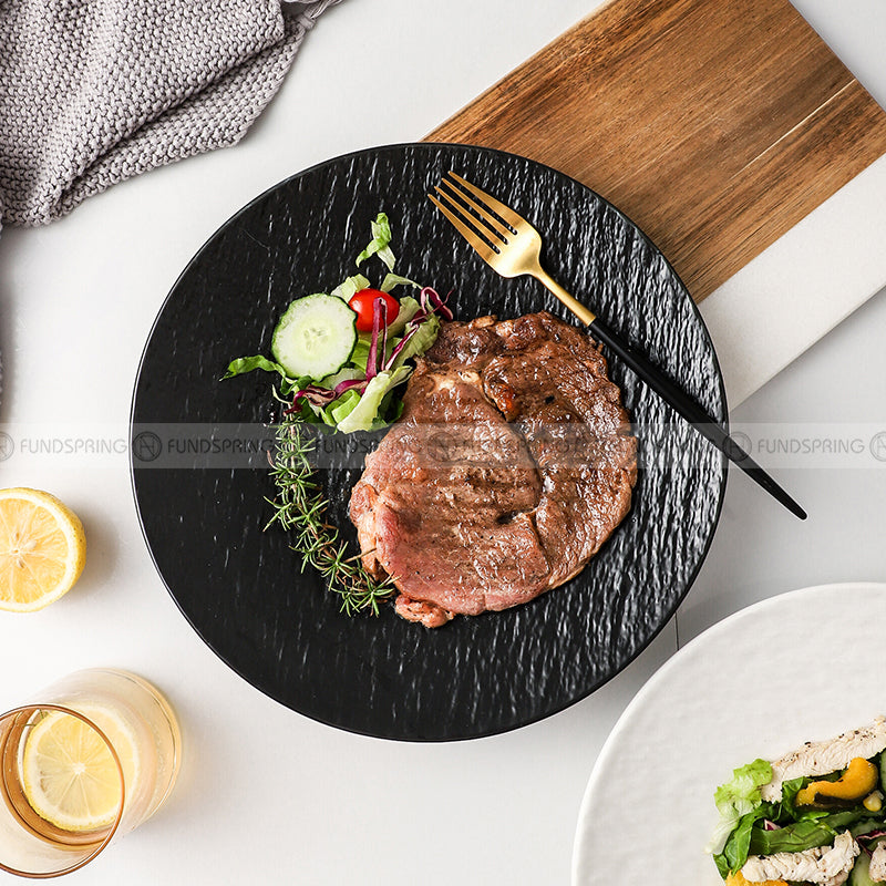 Artisanal Stone-Inspired Elegance: Set of 2 Ceramic Dinner Plates, 10.5 Inches Artisanal Stone-Inspired Elegance: Set of 2 Ceramic Dinner Plates, 10.5 Inches