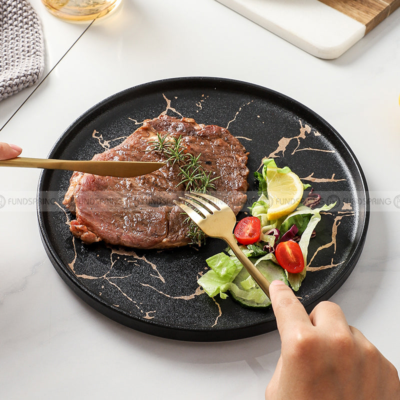 Marble-Inspired Nordic Ceramic Dinner Plate Set with Side Plate (8" and 11") Marble-Inspired Nordic Ceramic Dinner Plate Set with Side Plate (8" and 11")