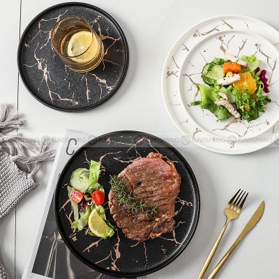 Marble-Inspired Nordic Ceramic Dinner Plate Set with Side Plate (8" and 11") Marble-Inspired Nordic Ceramic Dinner Plate Set with Side Plate (8" and 11")