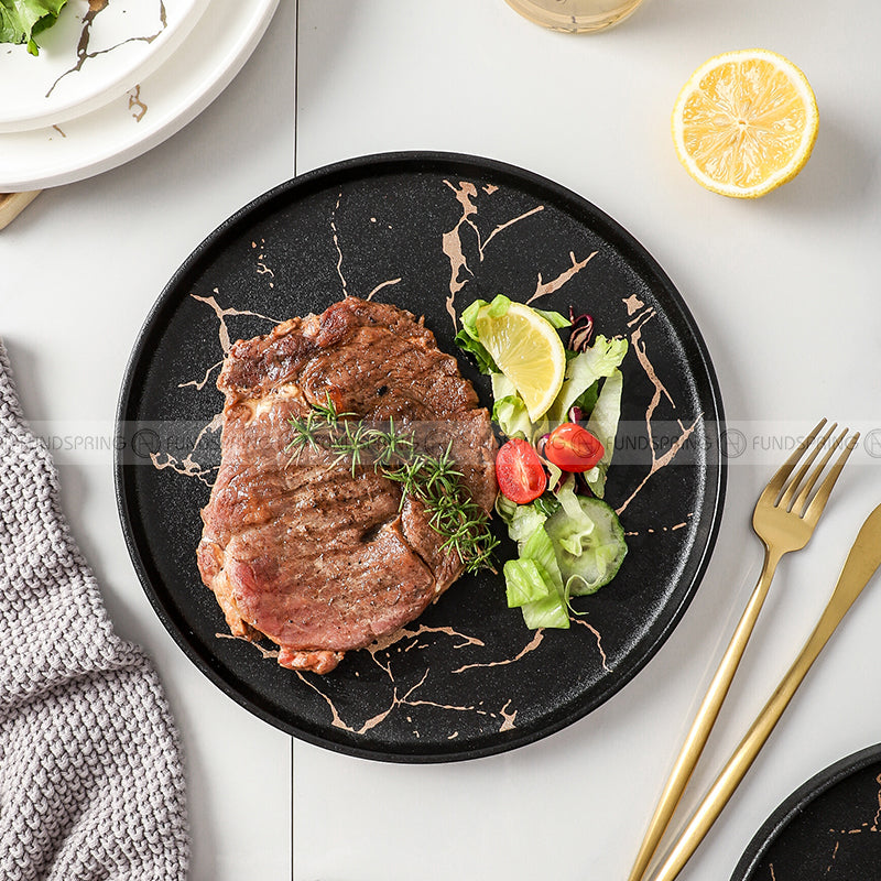 Marble-Inspired Nordic Ceramic Dinner Plate Set with Side Plate (8" and 11") Marble-Inspired Nordic Ceramic Dinner Plate Set with Side Plate (8" and 11")