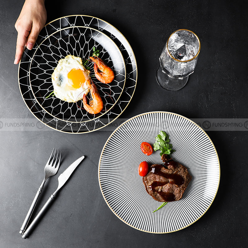 Nordic Minimalist Charm: Modern Round Ceramic Plate Set of 2 (8" and 10") Nordic Minimalist Charm: Modern Round Ceramic Plate Set of 2 (8" and 10")