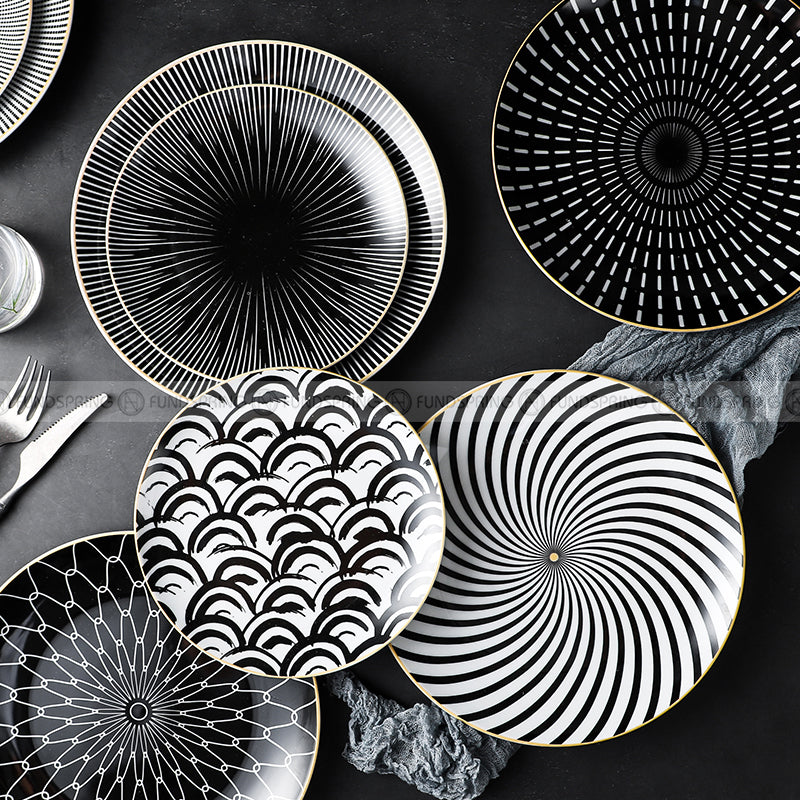 Nordic Minimalist Charm: Modern Round Ceramic Plate Set of 2 (8" and 10") Nordic Minimalist Charm: Modern Round Ceramic Plate Set of 2 (8" and 10")