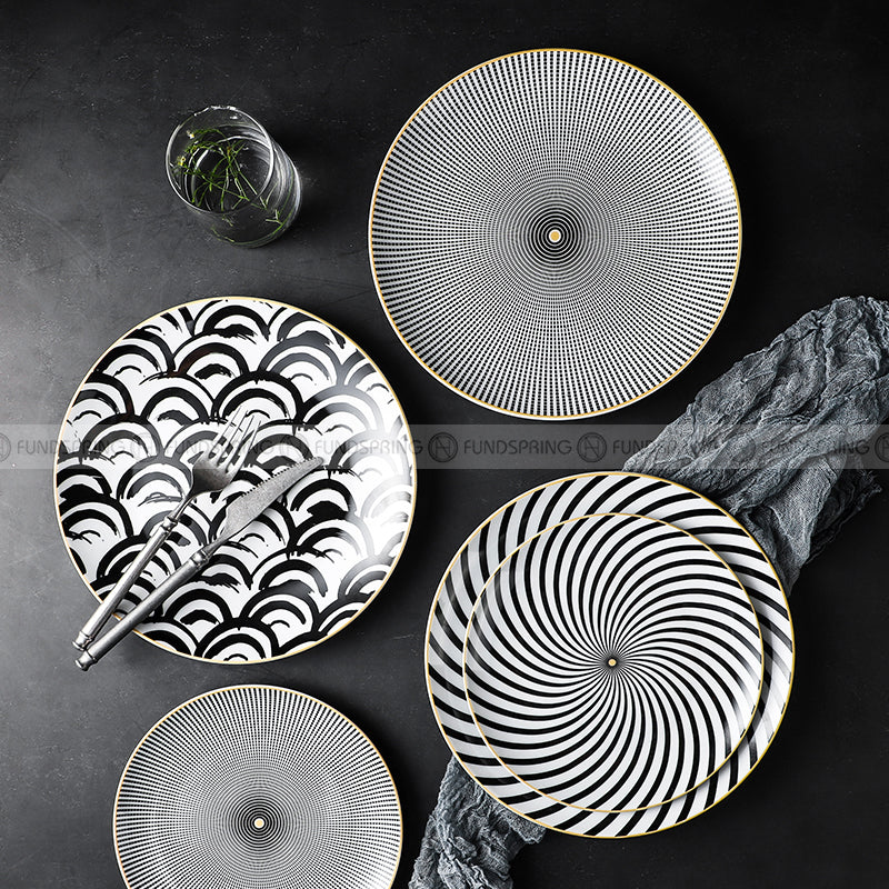 Nordic Minimalist Charm: Modern Round Ceramic Plate Set of 2 (8" and 10") Nordic Minimalist Charm: Modern Round Ceramic Plate Set of 2 (8" and 10")
