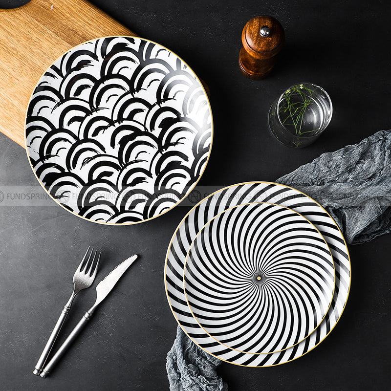 Nordic Minimalist Charm: Modern Round Ceramic Plate Set of 2 (8" and 10") Nordic Minimalist Charm: Modern Round Ceramic Plate Set of 2 (8" and 10")