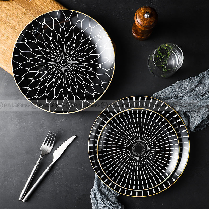 Nordic Minimalist Charm: Modern Round Ceramic Plate Set of 2 (8" and 10") Nordic Minimalist Charm: Modern Round Ceramic Plate Set of 2 (8" and 10")