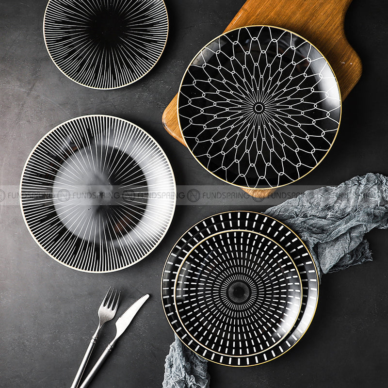 Nordic Minimalist Charm: Modern Round Ceramic Plate Set of 2 (8" and 10") Nordic Minimalist Charm: Modern Round Ceramic Plate Set of 2 (8" and 10")