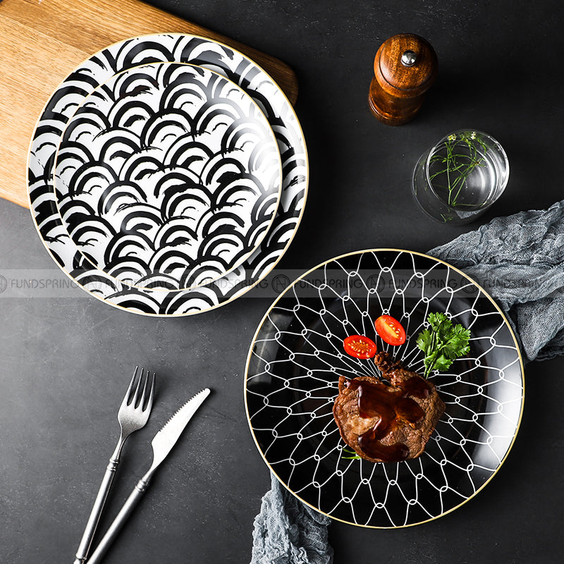 Nordic Minimalist Charm: Modern Round Ceramic Plate Set of 2 (8" and 10") Nordic Minimalist Charm: Modern Round Ceramic Plate Set of 2 (8" and 10")
