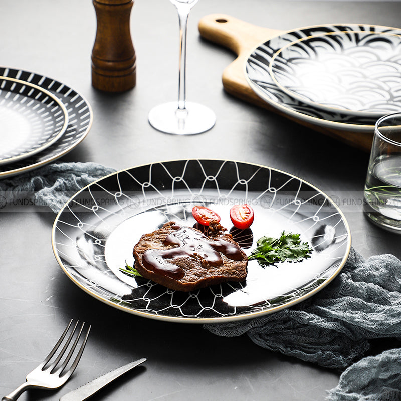 Nordic Minimalist Charm: Modern Round Ceramic Plate Set of 2 (8" and 10") Nordic Minimalist Charm: Modern Round Ceramic Plate Set of 2 (8" and 10")