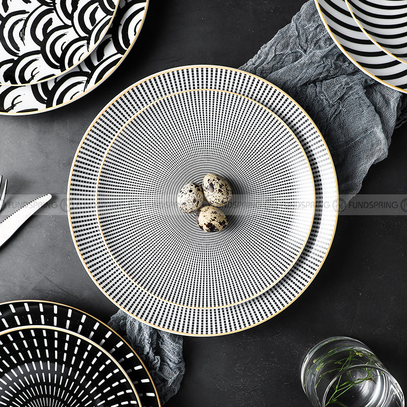 Nordic Minimalist Charm: Modern Round Ceramic Plate Set of 2 (8" and 10") Nordic Minimalist Charm: Modern Round Ceramic Plate Set of 2 (8" and 10")