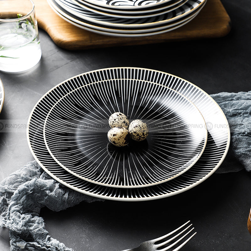 Nordic Minimalist Charm: Modern Round Ceramic Plate Set of 2 (8" and 10") Nordic Minimalist Charm: Modern Round Ceramic Plate Set of 2 (8" and 10")