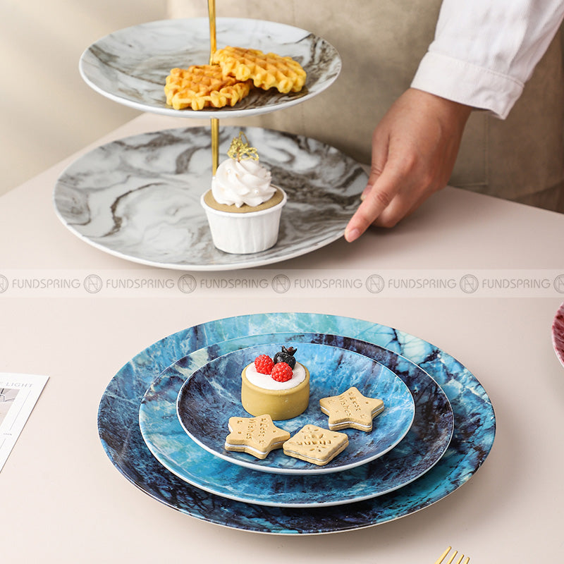 Nordic Elegance Marble Dinner Plate Set with Simplistic Round Design Set of 2 (8" and 10") Nordic Elegance Marble Dinner Plate Set with Simplistic Round Design Set of 2 (8" and 10")