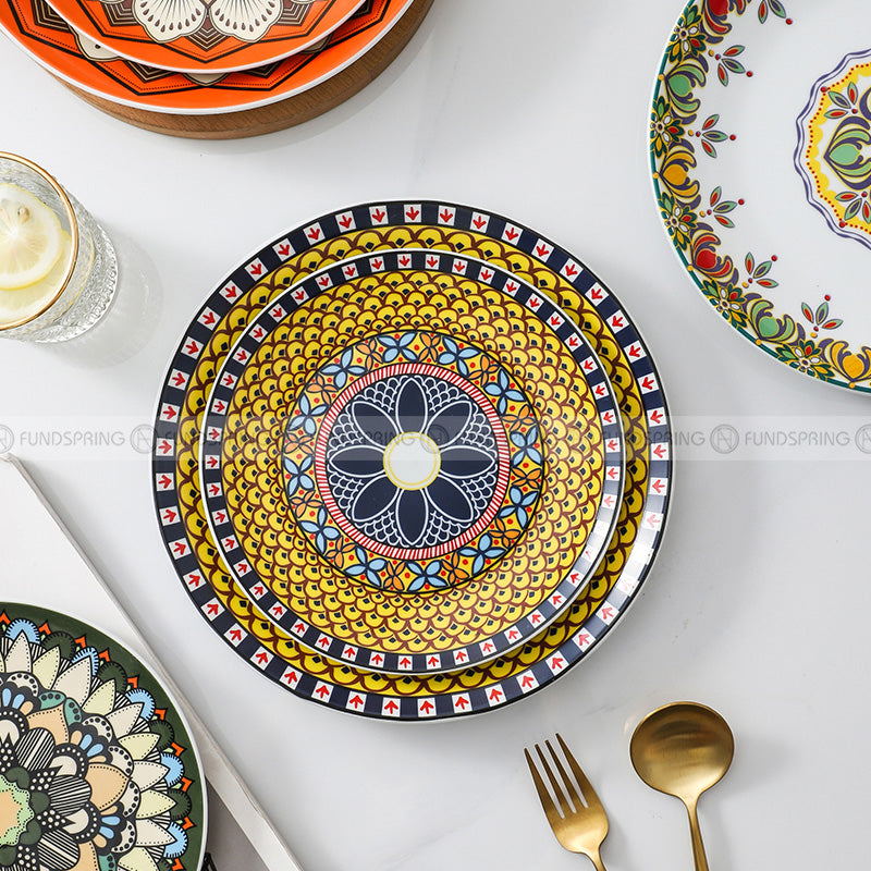 Bohemian Elegance: Vintage Literary Ceramic Dinnerware Set (8" and 10") Bohemian Elegance: Vintage Literary Ceramic Dinnerware Set (8" and 10")