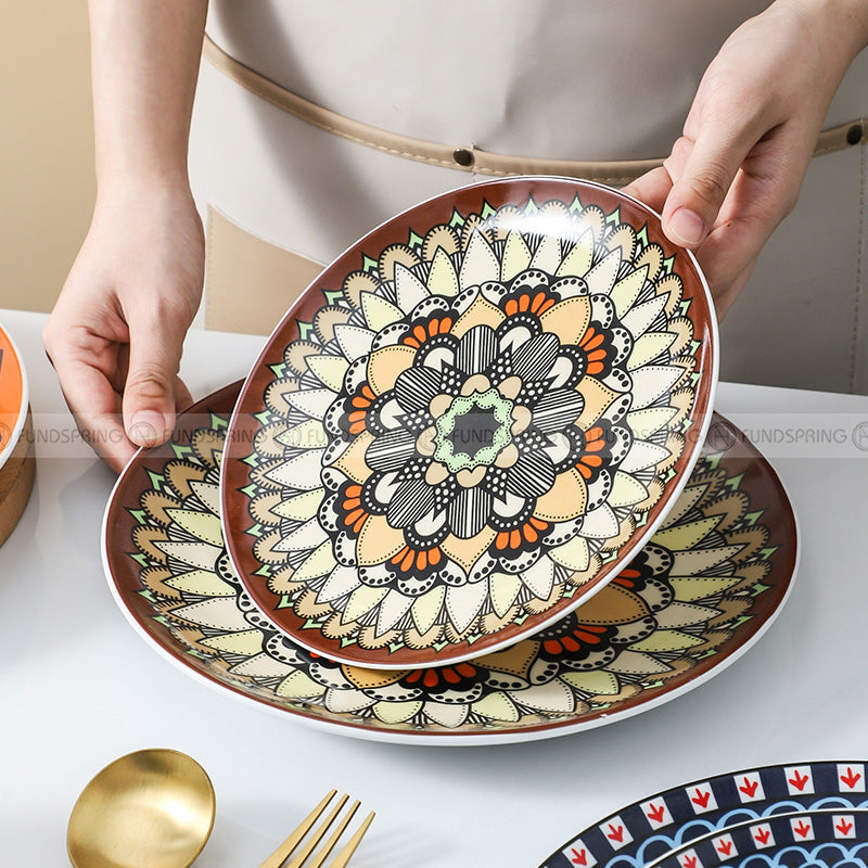 Bohemian Elegance: Vintage Literary Ceramic Dinnerware Set (8" and 10") Bohemian Elegance: Vintage Literary Ceramic Dinnerware Set (8" and 10")