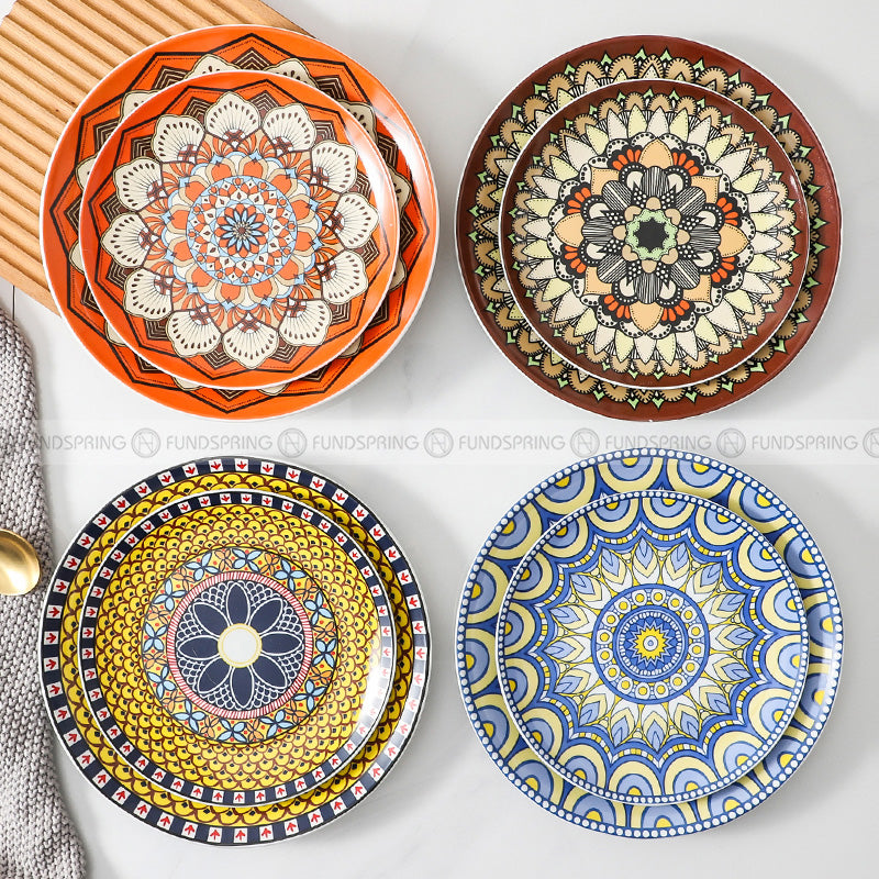 Bohemian Elegance: Vintage Literary Ceramic Dinnerware Set (8" and 10")