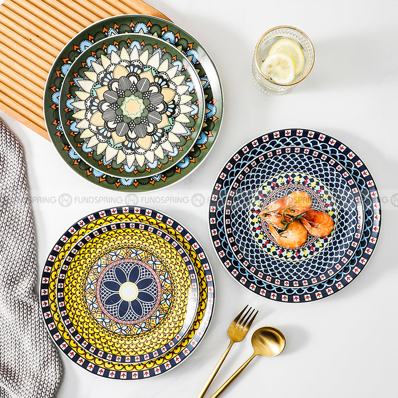 Bohemian Elegance: Vintage Literary Ceramic Dinnerware Set (8" and 10") Bohemian Elegance: Vintage Literary Ceramic Dinnerware Set (8" and 10")