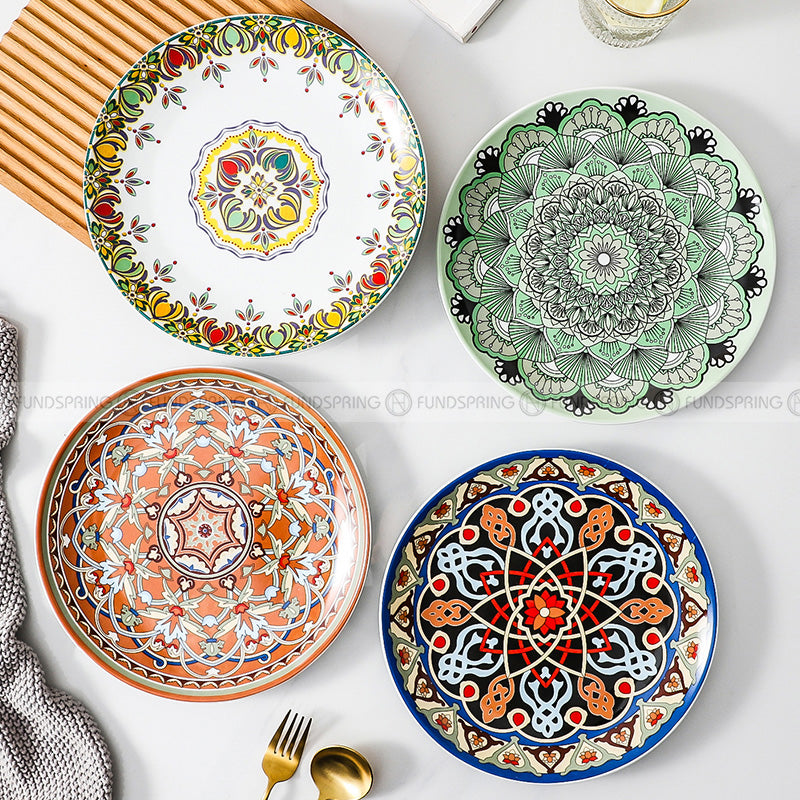 Bohemian Elegance: Vintage Literary Ceramic Dinnerware Set (8" and 10") Bohemian Elegance: Vintage Literary Ceramic Dinnerware Set (8" and 10")