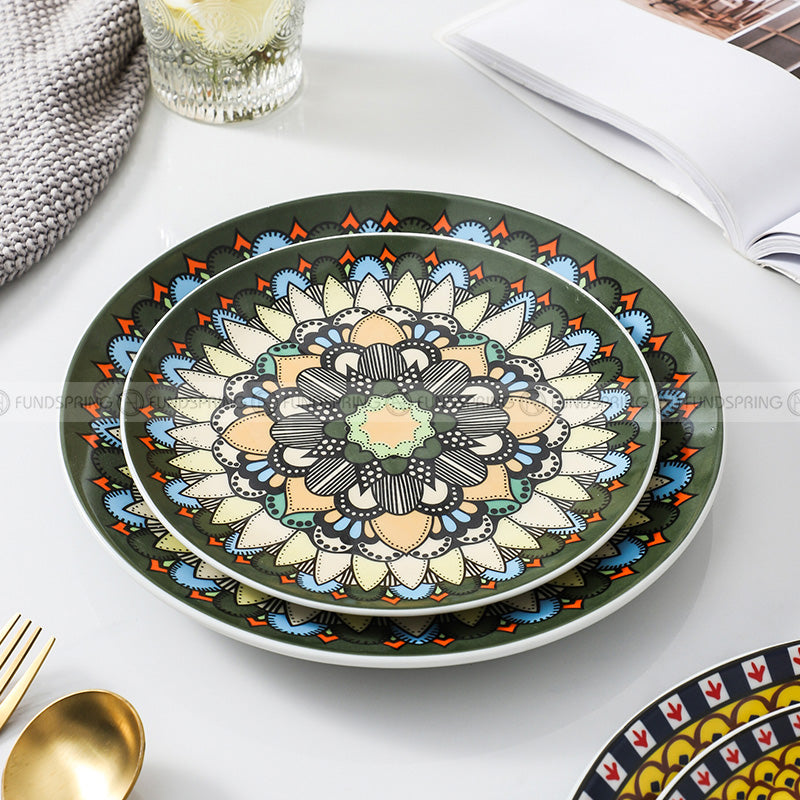 Bohemian Elegance: Vintage Literary Ceramic Dinnerware Set (8" and 10") Bohemian Elegance: Vintage Literary Ceramic Dinnerware Set (8" and 10")