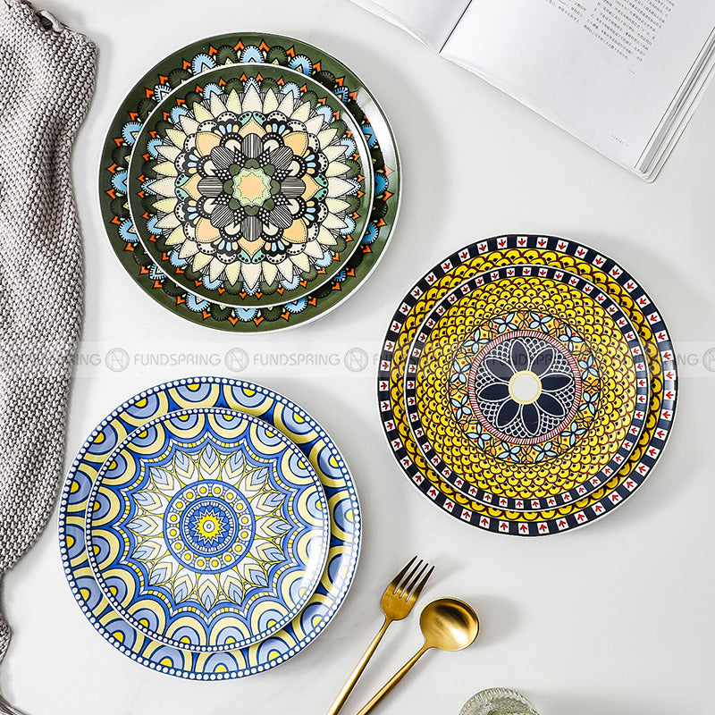 Bohemian Elegance: Vintage Literary Ceramic Dinnerware Set (8" and 10") Bohemian Elegance: Vintage Literary Ceramic Dinnerware Set (8" and 10")