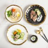 Elegant Ceramic Dinner Plates with Electroplated Gold Rim - Set of 2 (8" and 10") Elegant Ceramic Dinner Plates with Electroplated Gold Rim - Set of 2 (8" and 10")
