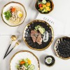 Elegant Ceramic Dinner Plates with Electroplated Gold Rim - Set of 2 (8" and 10") Elegant Ceramic Dinner Plates with Electroplated Gold Rim - Set of 2 (8" and 10")