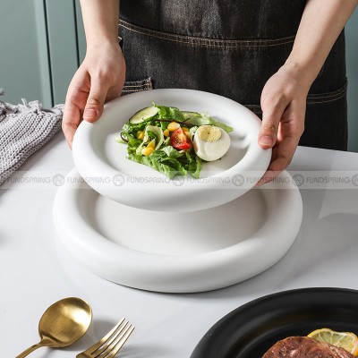 Nordic Harmony Ceramic Dinner Plate Set - Monochrome Duo (8" and 10")