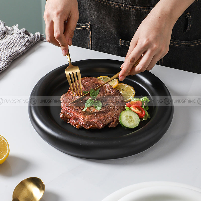Nordic Harmony Ceramic Dinner Plate Set - Monochrome Duo (8" and 10") Nordic Harmony Ceramic Dinner Plate Set - Monochrome Duo (8" and 10")
