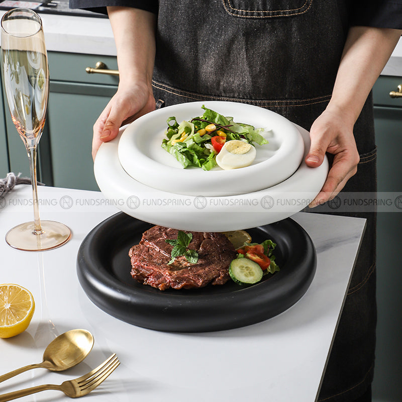 Nordic Harmony Ceramic Dinner Plate Set - Monochrome Duo (8" and 10") Nordic Harmony Ceramic Dinner Plate Set - Monochrome Duo (8" and 10")