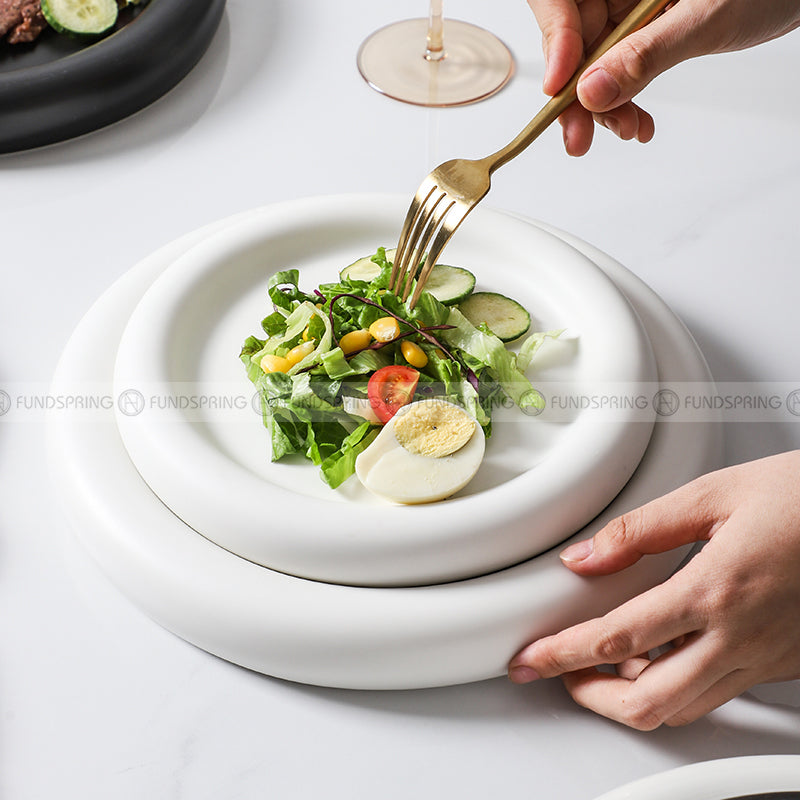 Nordic Harmony Ceramic Dinner Plate Set - Monochrome Duo (8" and 10") Nordic Harmony Ceramic Dinner Plate Set - Monochrome Duo (8" and 10")