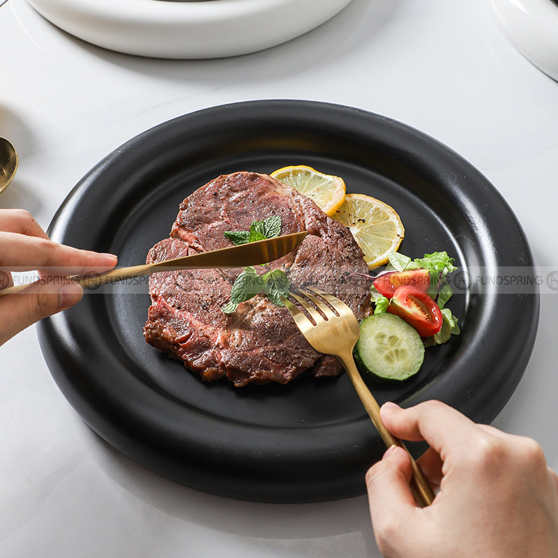 Nordic Harmony Ceramic Dinner Plate Set - Monochrome Duo (8" and 10") Nordic Harmony Ceramic Dinner Plate Set - Monochrome Duo (8" and 10")