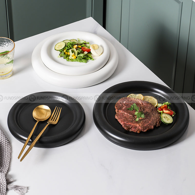 Nordic Harmony Ceramic Dinner Plate Set - Monochrome Duo (8" and 10") Nordic Harmony Ceramic Dinner Plate Set - Monochrome Duo (8" and 10")