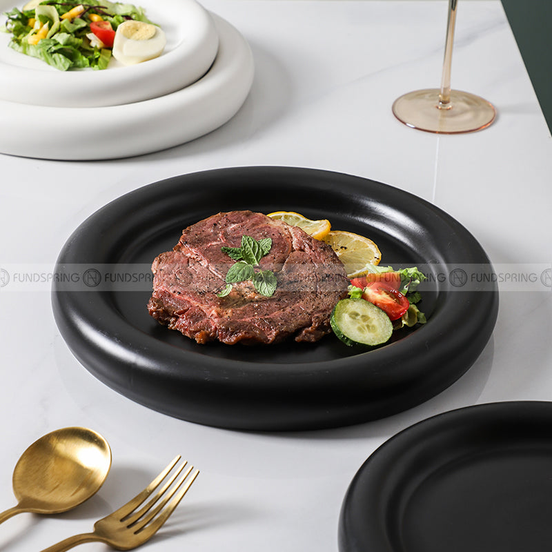 Nordic Harmony Ceramic Dinner Plate Set - Monochrome Duo (8" and 10") Nordic Harmony Ceramic Dinner Plate Set - Monochrome Duo (8" and 10")