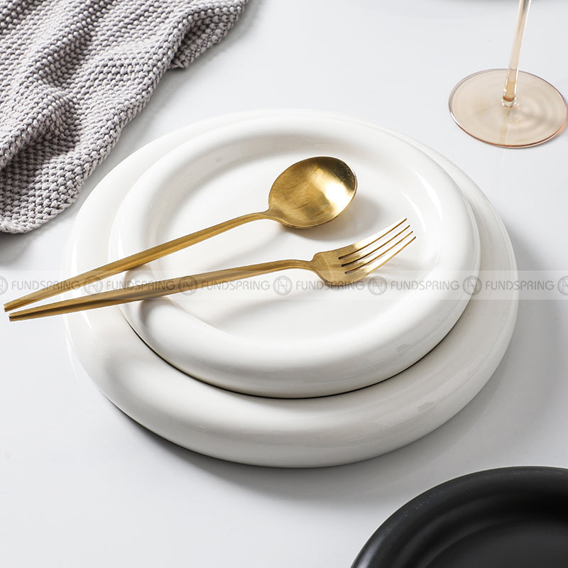 Nordic Harmony Ceramic Dinner Plate Set - Monochrome Duo (8" and 10") Nordic Harmony Ceramic Dinner Plate Set - Monochrome Duo (8" and 10")
