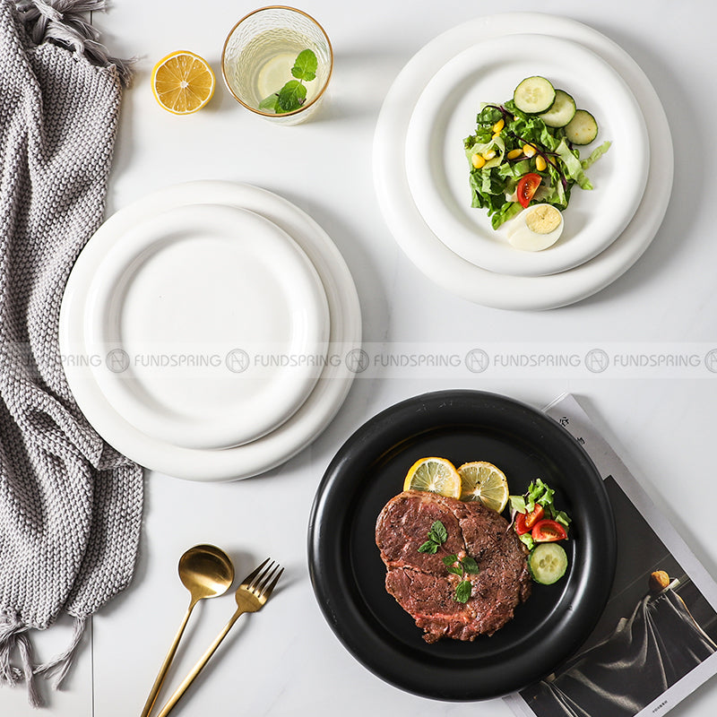 Nordic Harmony Ceramic Dinner Plate Set - Monochrome Duo (8" and 10") Nordic Harmony Ceramic Dinner Plate Set - Monochrome Duo (8" and 10")