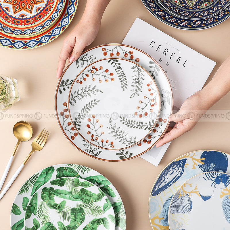 Elegant Ceramic Ensemble: Set of 2 Literary Tableware Dinner Plates (8" and 10") Elegant Ceramic Ensemble: Set of 2 Literary Tableware Dinner Plates (8" and 10")