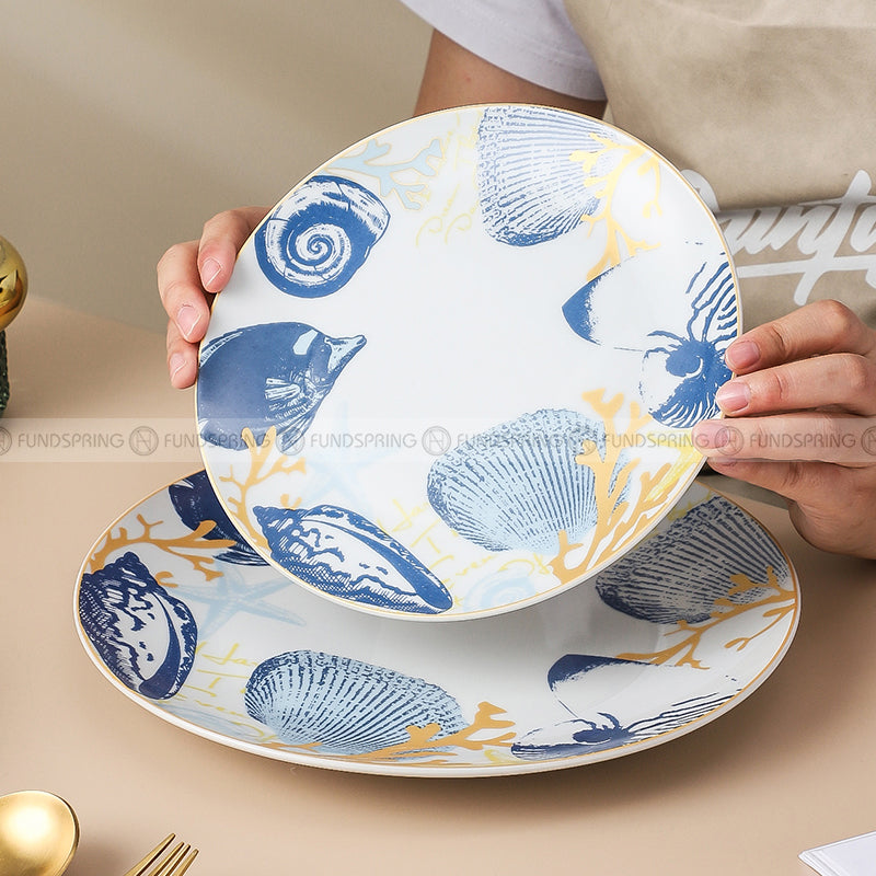 Elegant Ceramic Ensemble: Set of 2 Literary Tableware Dinner Plates (8" and 10") Elegant Ceramic Ensemble: Set of 2 Literary Tableware Dinner Plates (8" and 10")