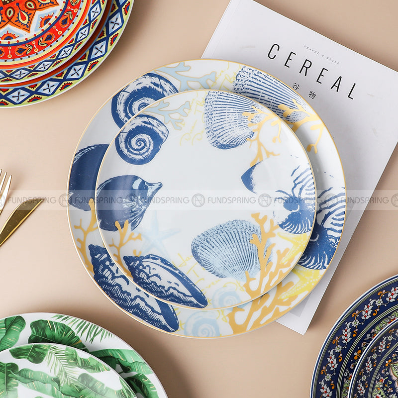 Elegant Ceramic Ensemble: Set of 2 Literary Tableware Dinner Plates (8" and 10") Elegant Ceramic Ensemble: Set of 2 Literary Tableware Dinner Plates (8" and 10")