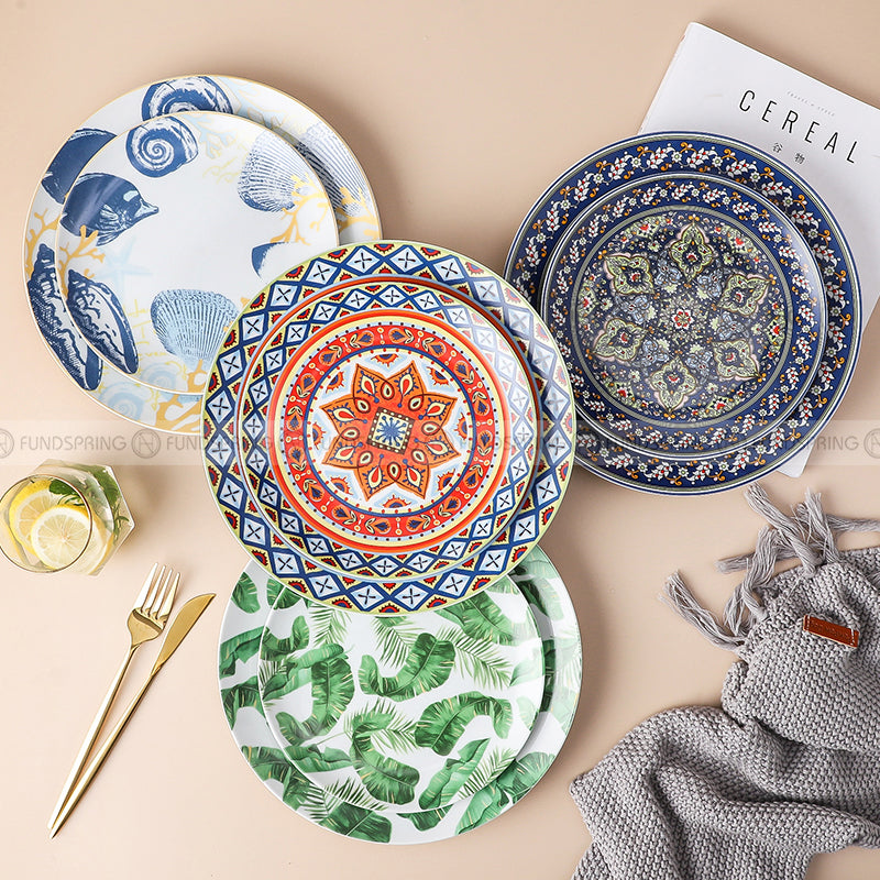 Elegant Ceramic Ensemble: Set of 2 Literary Tableware Dinner Plates (8" and 10") Elegant Ceramic Ensemble: Set of 2 Literary Tableware Dinner Plates (8" and 10")